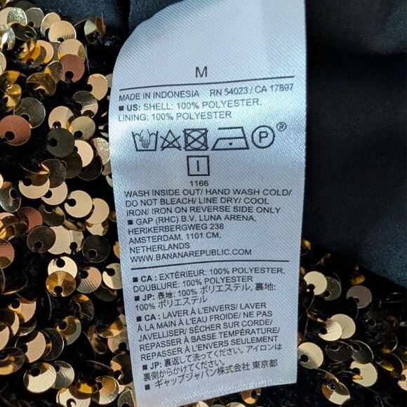 (NWT) Banana Republic Gold Sequin Mini Dress Size M Cocktail Party Sparkle Shift - Picture 10 of 11